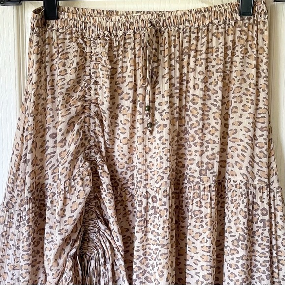 Spell Frankie Peasant Skirt Cheetah Print Boho Maxi Beige Small EUC - Picture 4 of 11